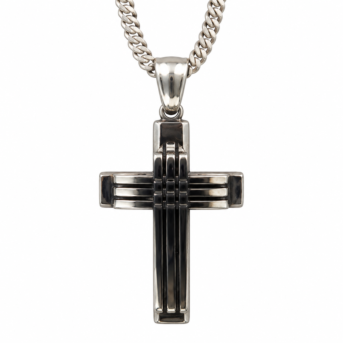 Colgante cruz acero + cadena acero